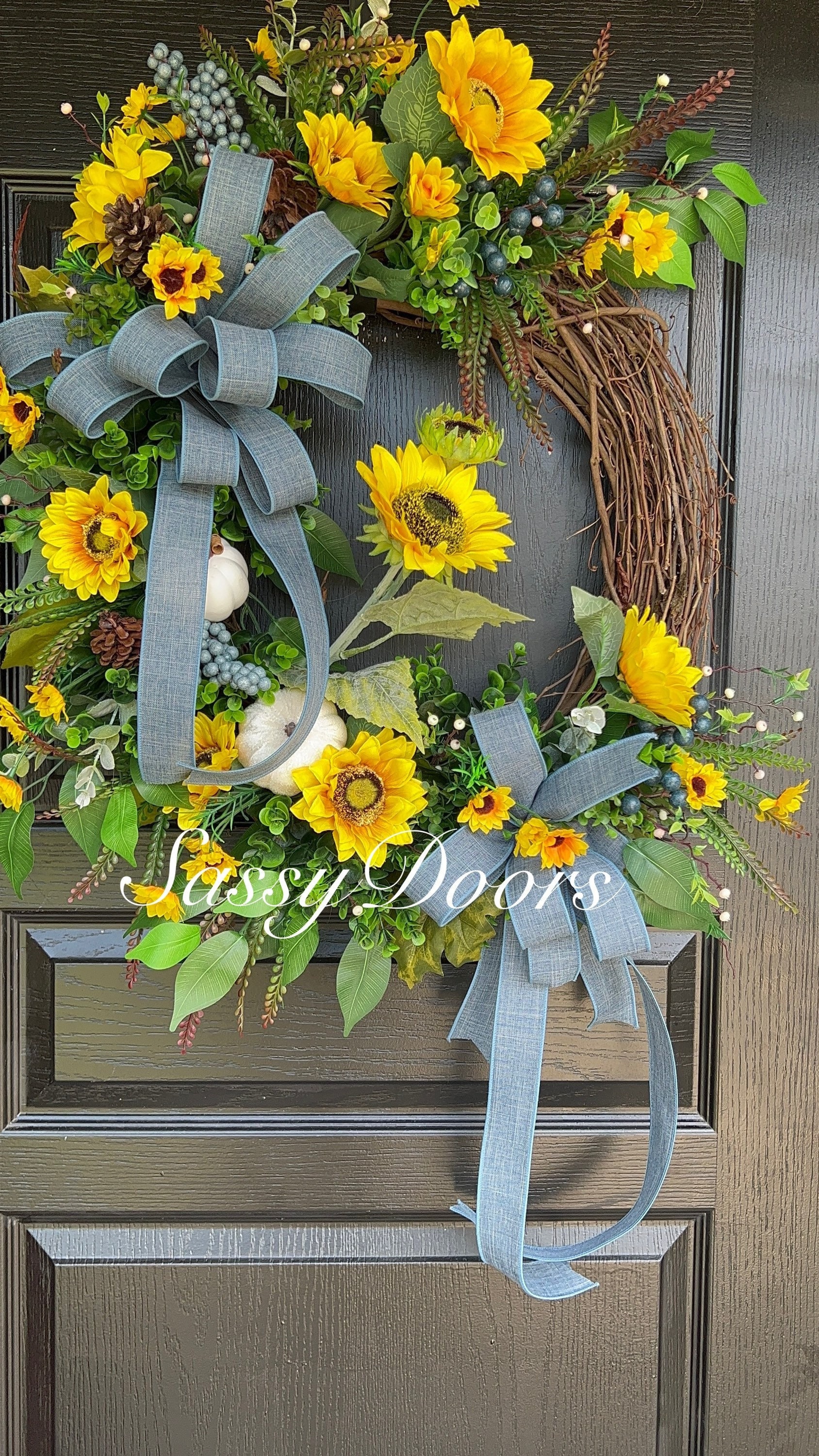 Sunflower Wreaths, Wreath With Sunflowers, Fall Front Door Wreath ...