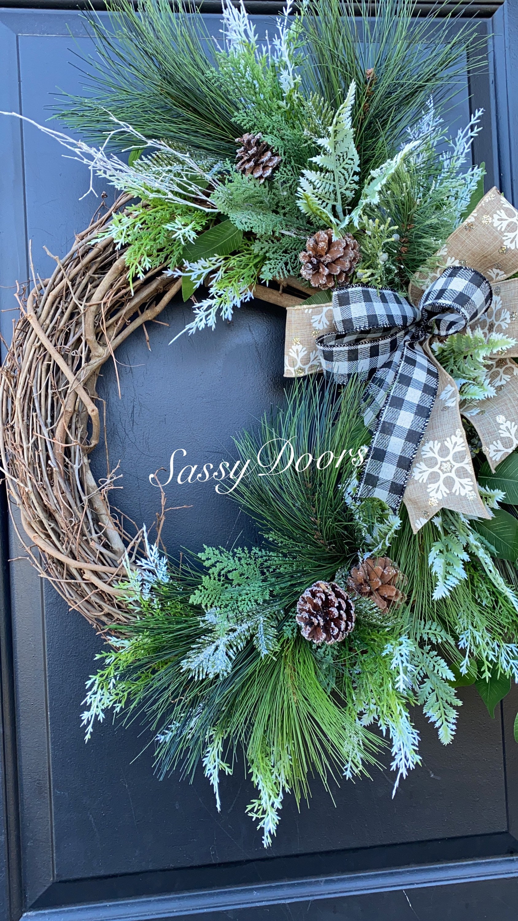 Woodland Winter Wreath, Front Door Winter Wreath, Winter Wreath