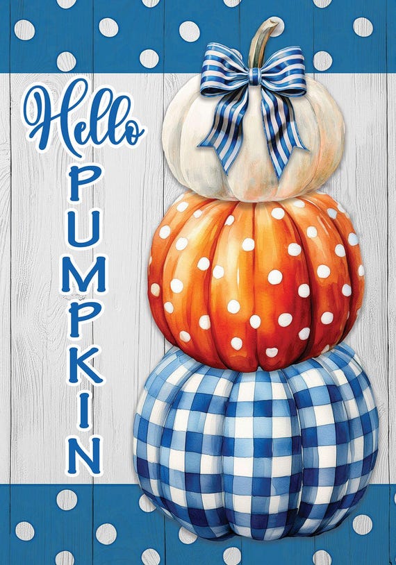 Fall House Flag, Fall Stacked Pumpkin Flag, Large House Fall Flag, Autumn Flag, Pumpkin Garden Flag,  Sassy Doors