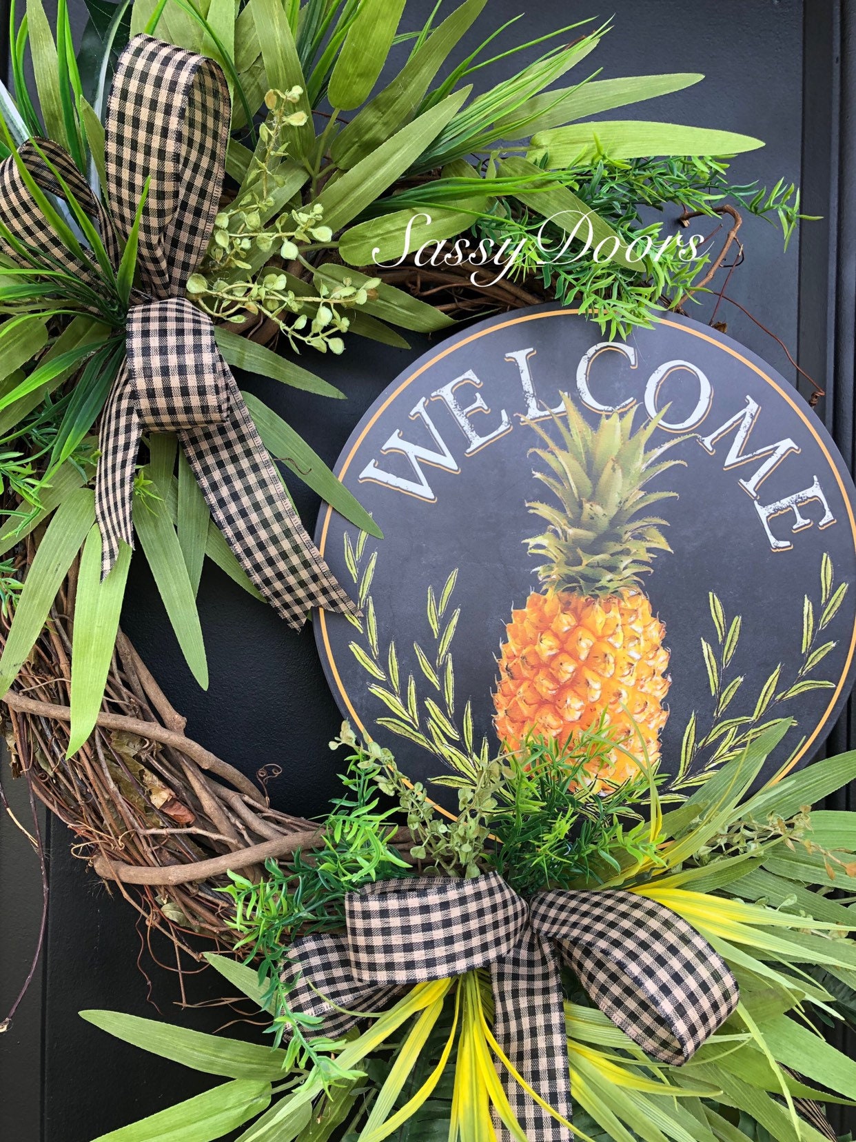 SpringWreath Summer Wreath Pineapple Wreath SassyDoors Wreath