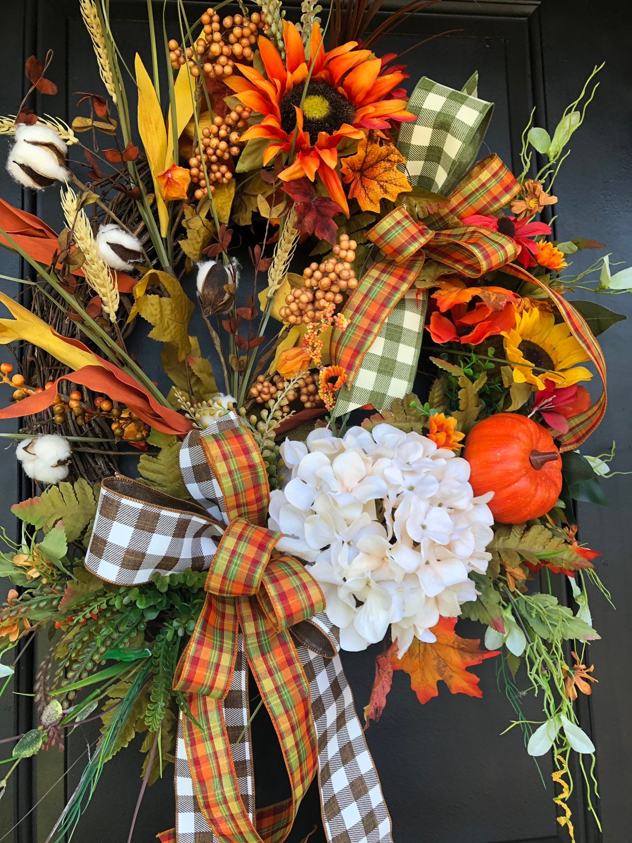 Fall Wreath, Double Door Fall Wreath, Hydrangea Wreath, Front Door