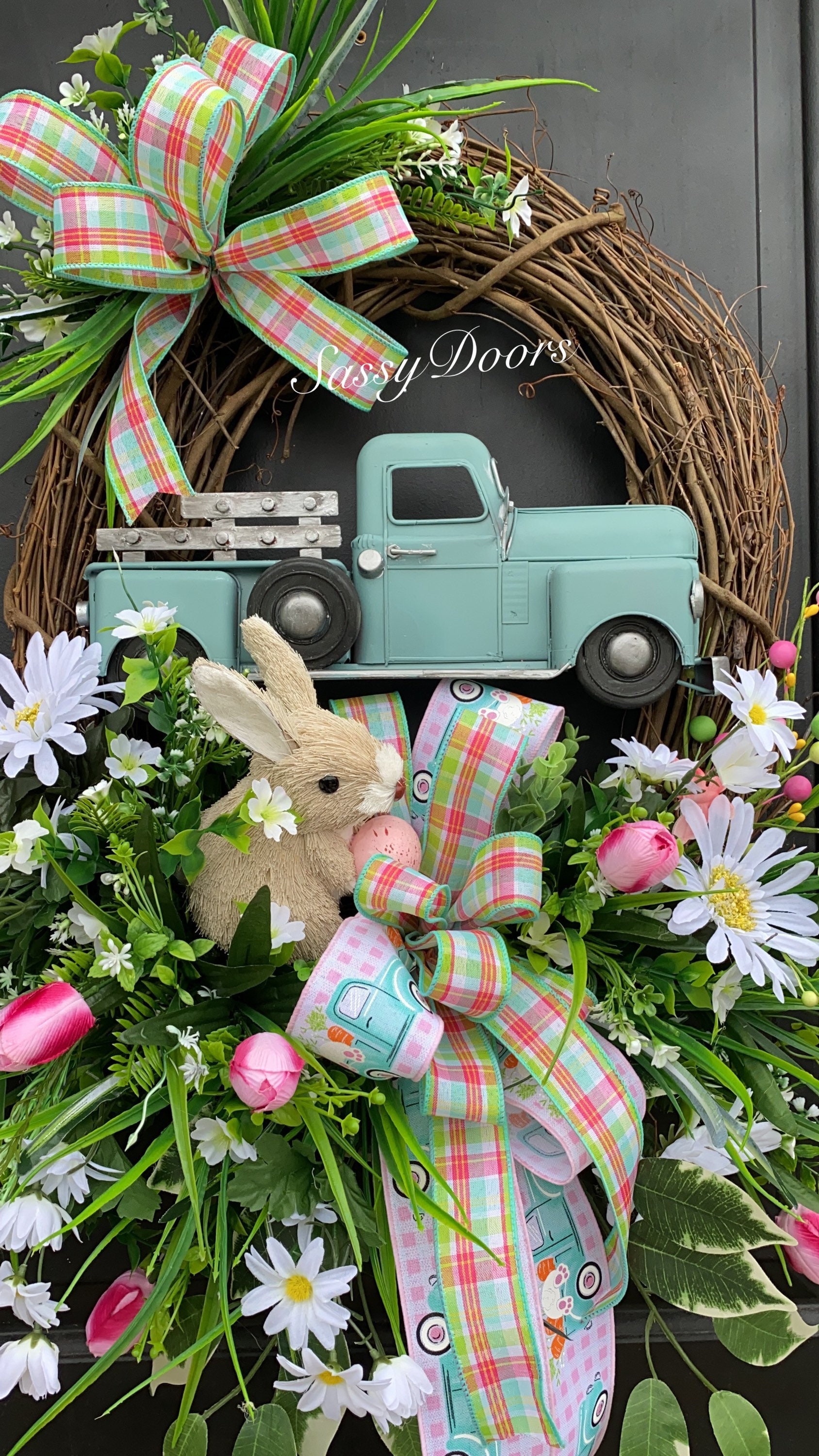 Easter Truck Wreath , Easter Wreath, Easter Egg Wreath, Easter Bunny