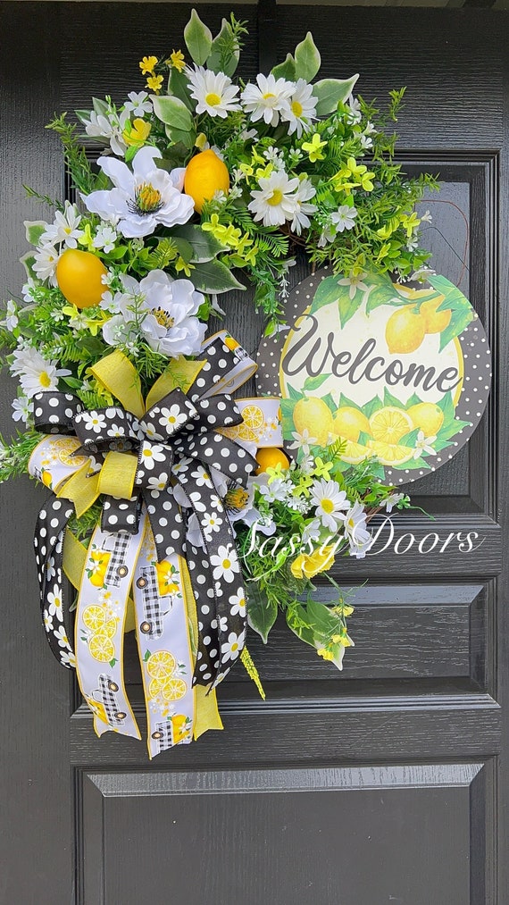 Lemon Wreath, Summer Wreaths, Wreath With Lemons, Grapevine Wreath, SassyDoors Wreath, Gift Idea