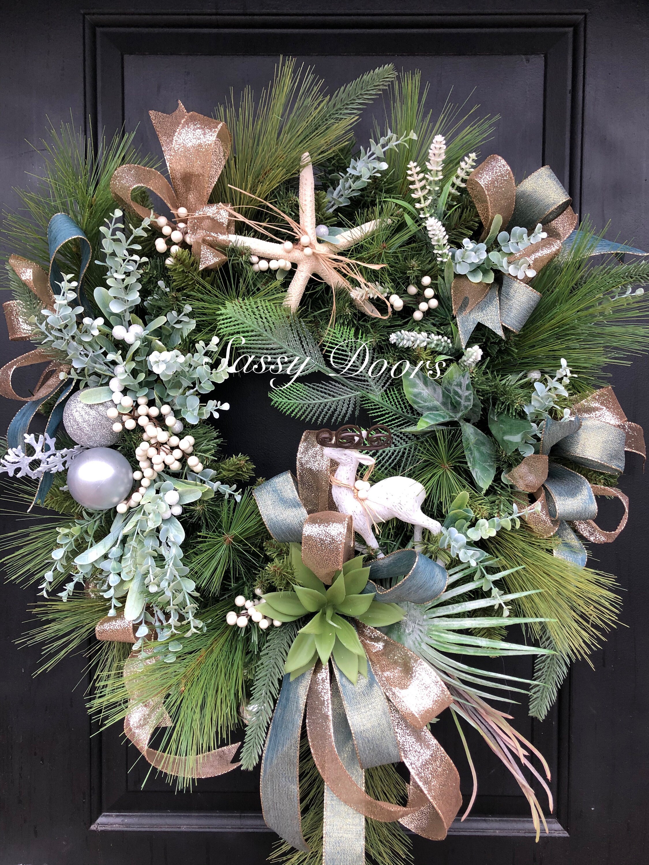 Beach Wreath, Beach Christmas Wreath, Coastal Christmas Wreath, Nautical Christmas Wreath,Decor