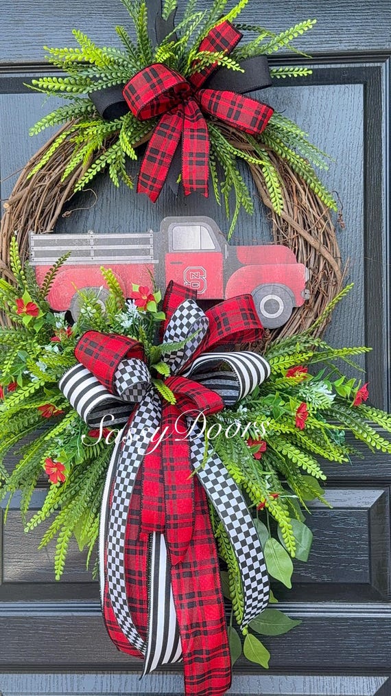 NC State Sports Wreath- Wolfpack College Wreath- NC State -College Front Door Wreath