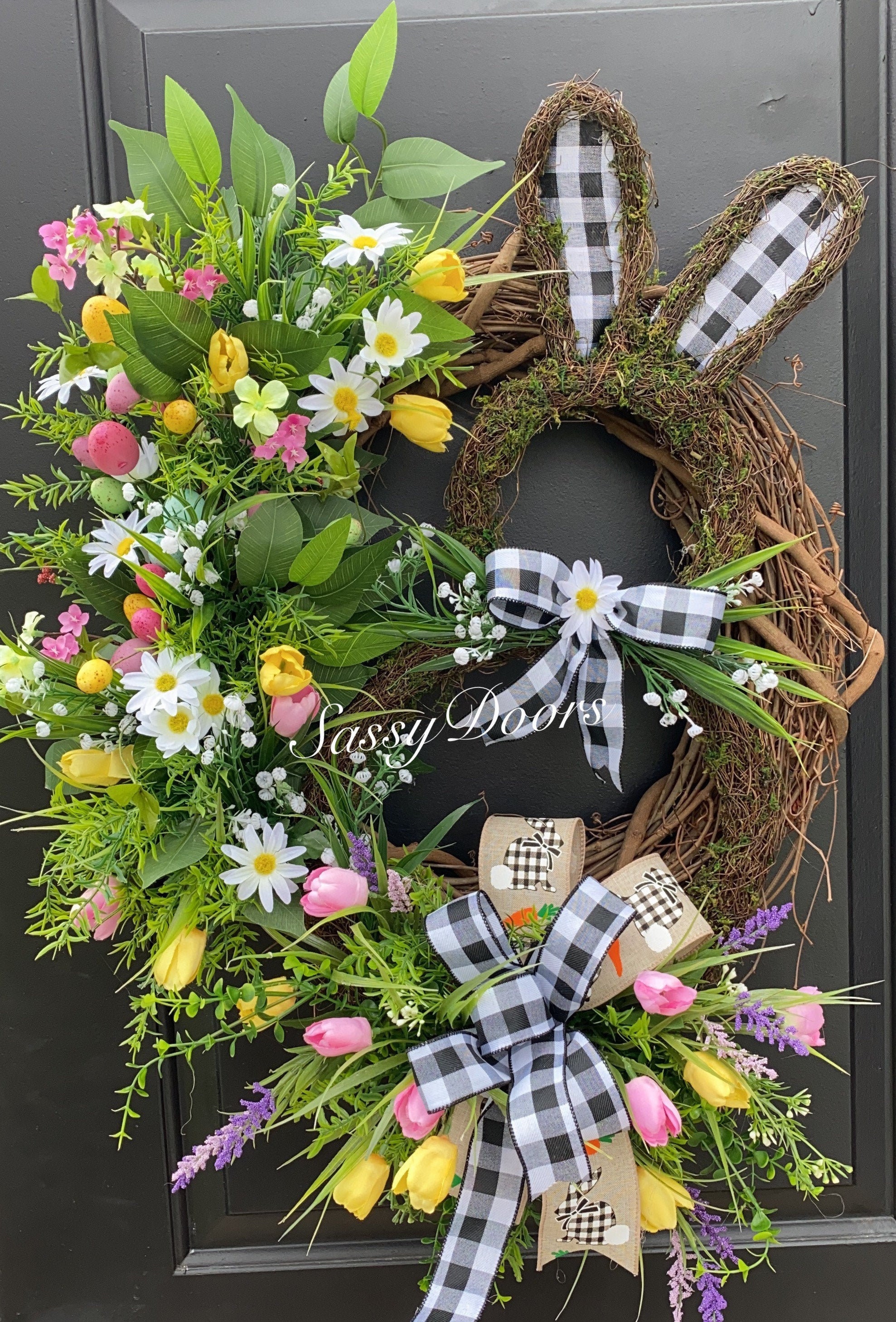 spring wreath Easter Bunny grapevine wreath