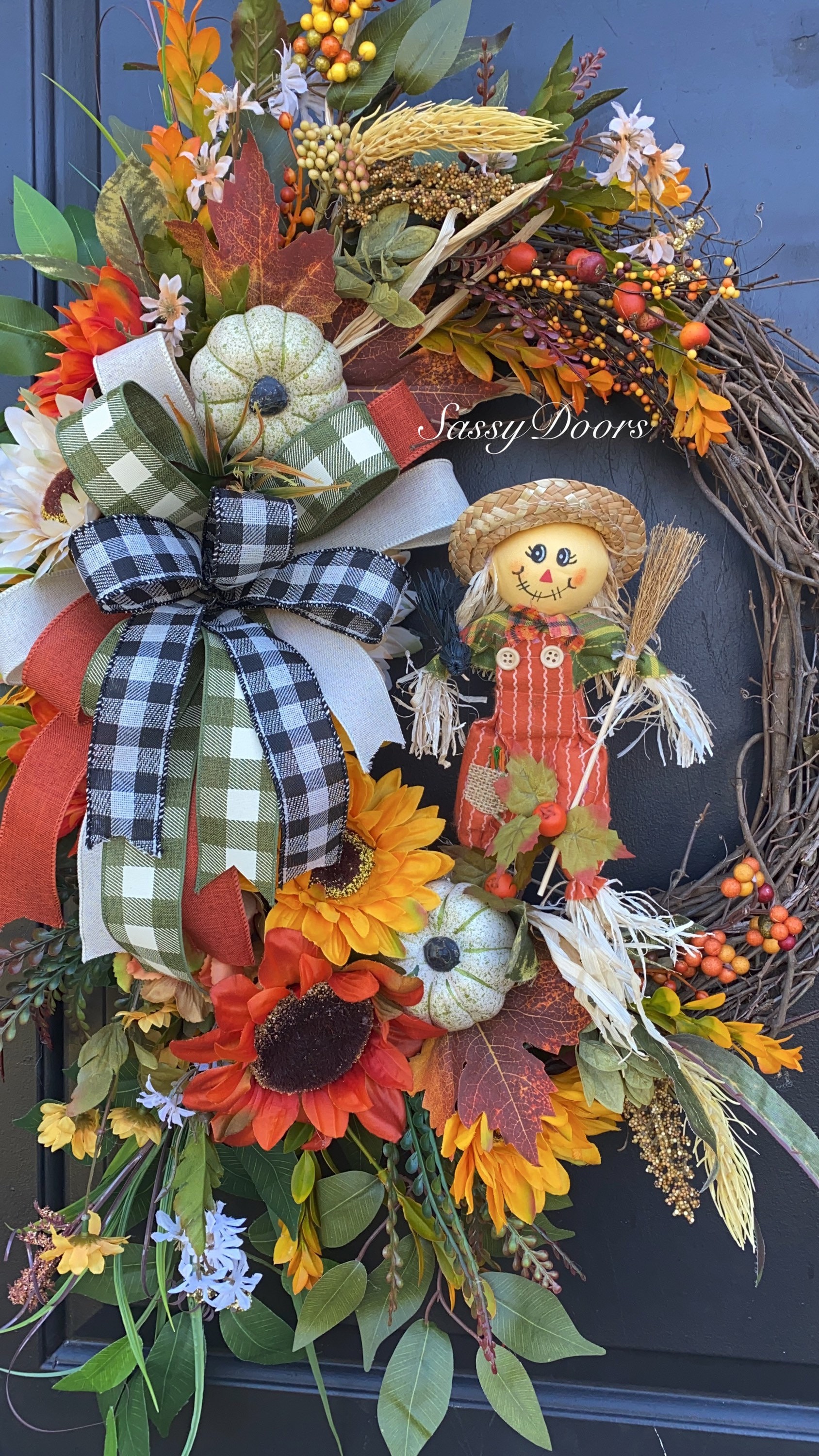 Fall Wreath, Fall Wreath For Front Door, Sunflower Wreath, Autumn
