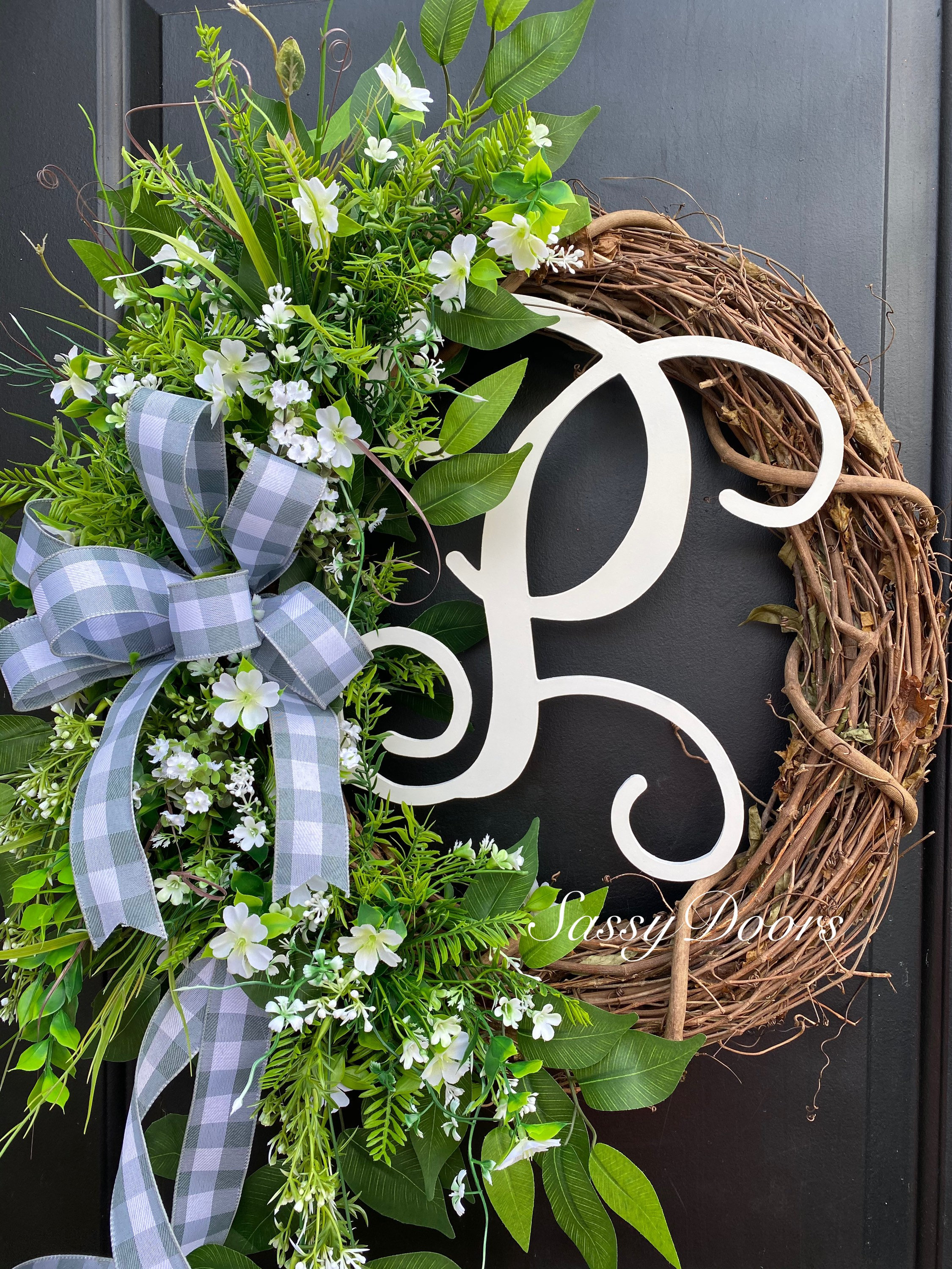 Monogram Wreath, Front Door Wreath, Monogram Wreath, Grapevine wreath