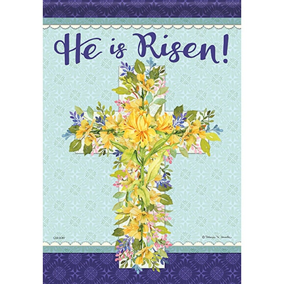 He Is Risen Flag, Religious Easter Garden Flag, Easter Flag, Easter Daffodil  Flag, He Is Risen Flags, Double Sided Flag