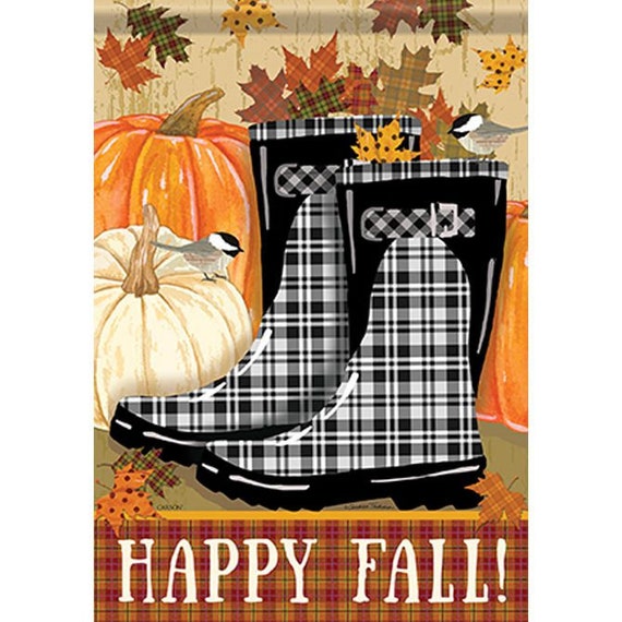 Fall Boots House Flag, Double Sided Flag, Pumpkin Flag, Welcome Fall Flag, Rain Boot Fall  Flag,