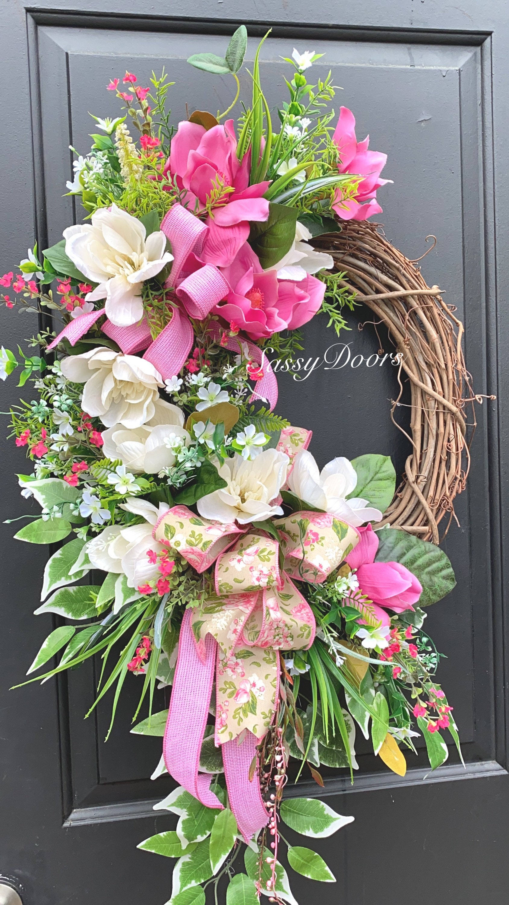 Magnolia Wreath, Grapevine Wreath, Spring And Summer Wreath, SassyDoors Wreath,