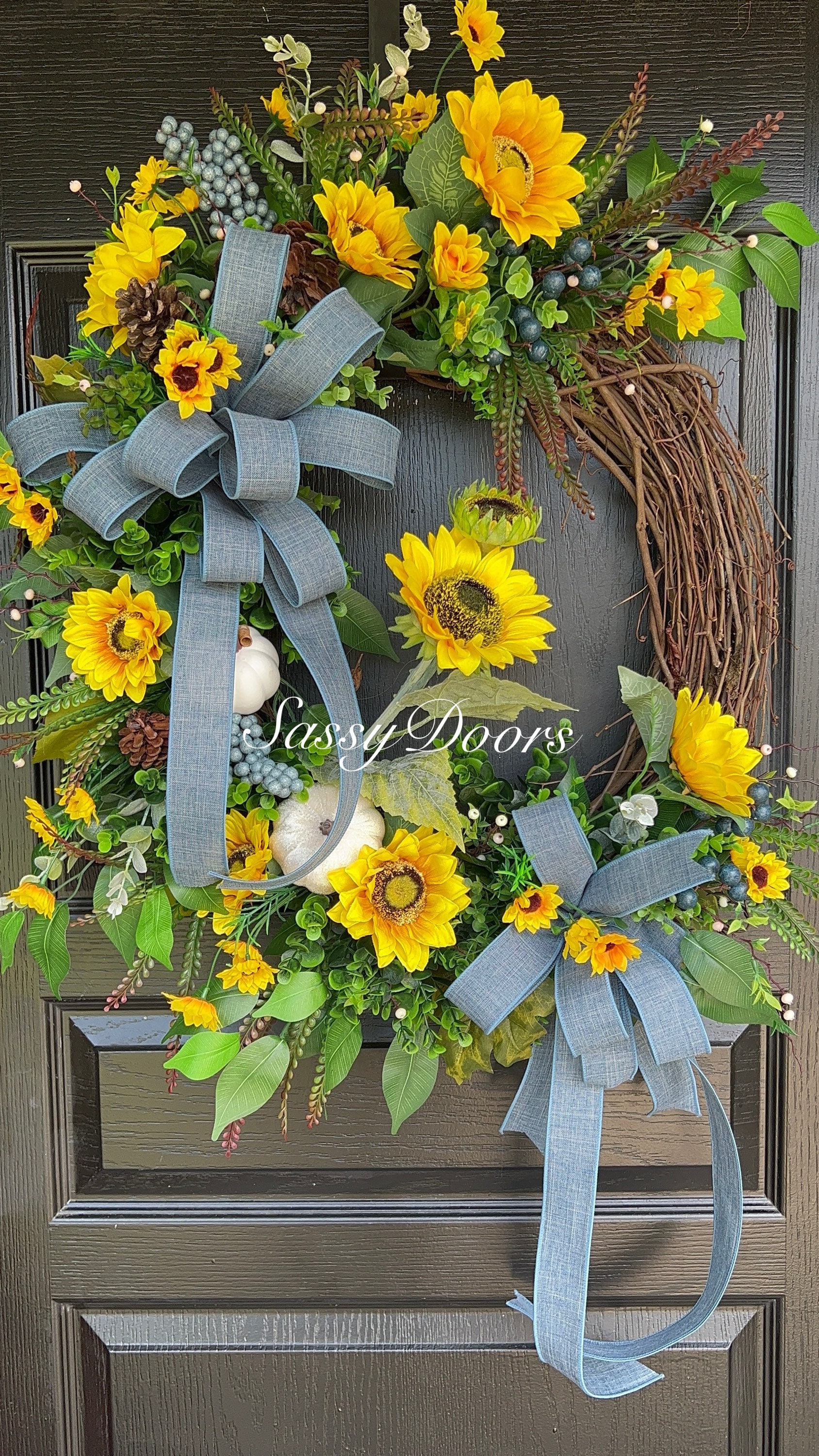 Sunflower Wreaths, Wreath With Sunflowers, Fall Front Door Wreath ...