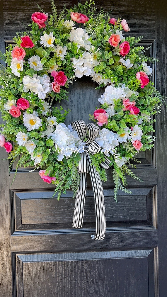 Hydrangea Wreath, Peony Wreath, Front Door Wreath, Daisy Wreath, Sassy Doors Wreath