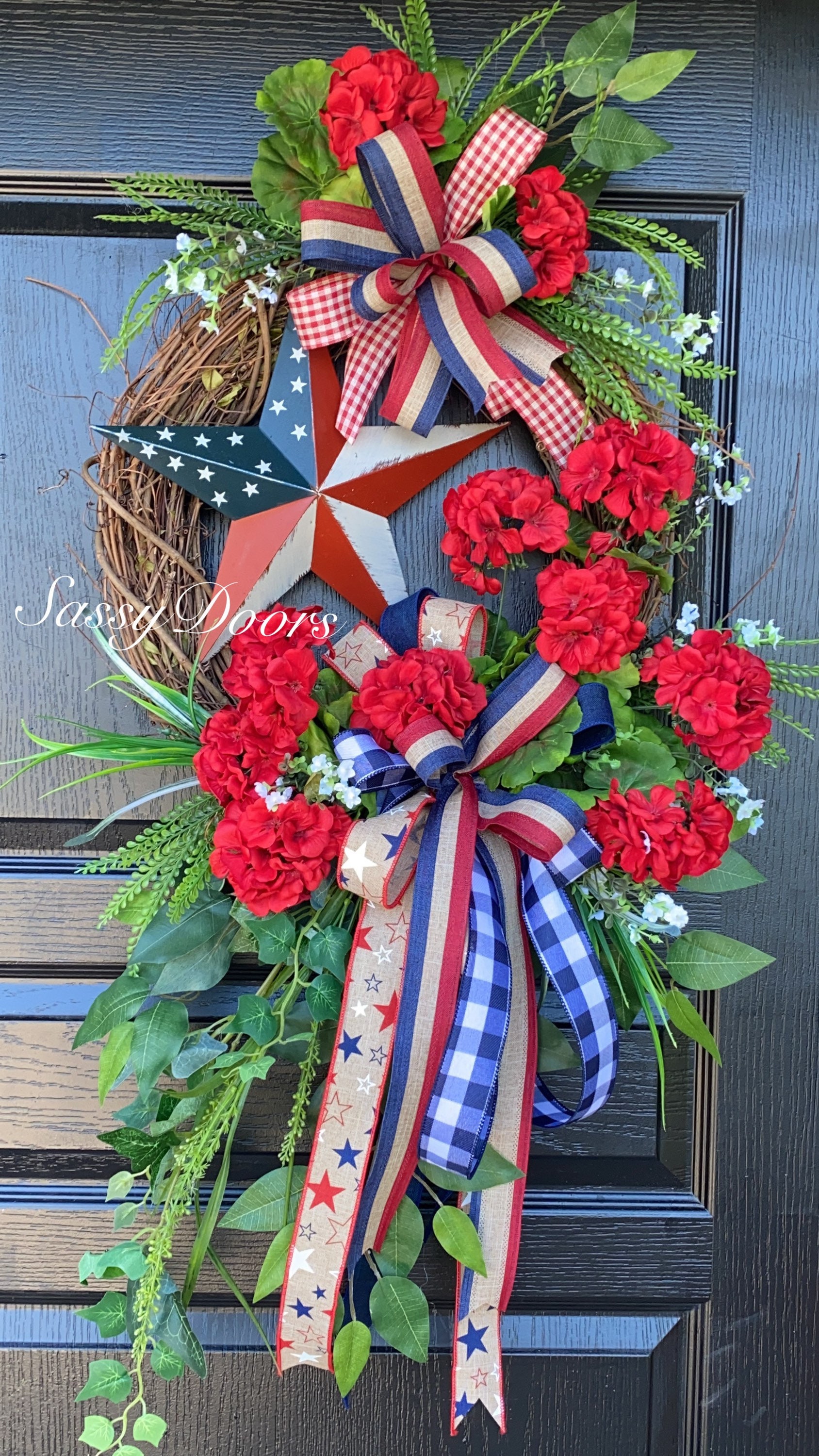 Patriotic Wreath, USA Wreath, July 4th Summer Wreath, Wreath, Sassy