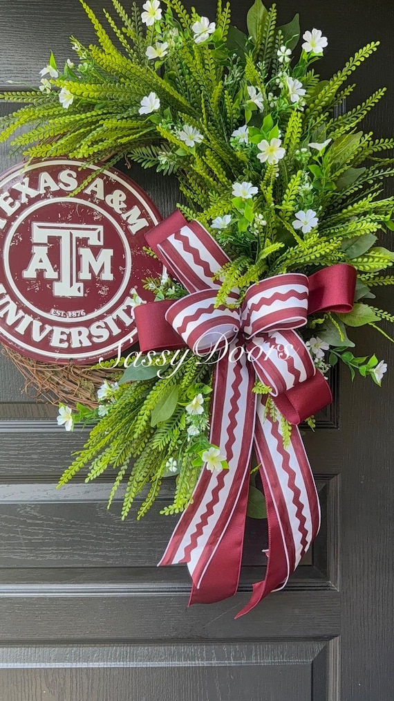 Texas A&M Football  Wreath, College Wreath, Texas Door Wreath, Texas Alumni Wreath Gift,