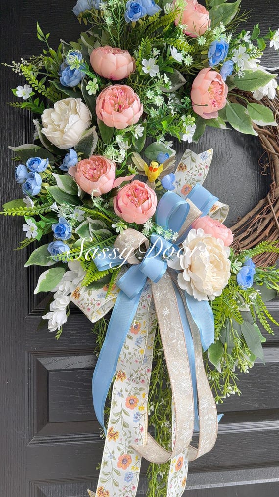 Peony Wreath, Everyday  Wreath, Sassy Doors Wreath, Peony Garden Wreath, Front Door Wreath,