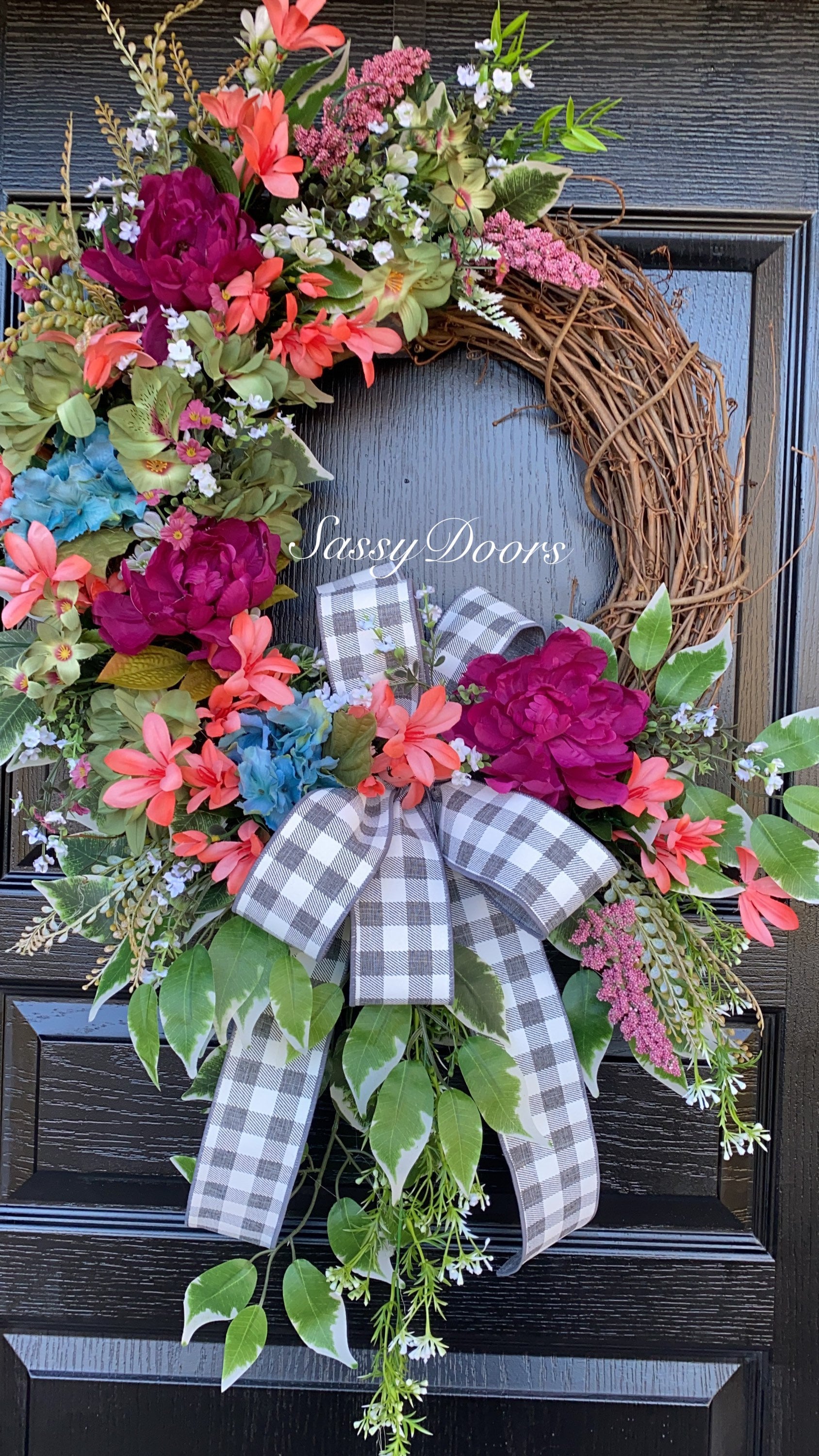 Spring And Summer Wreaths, Door Wreath, Peonies Wreath, Wreath For