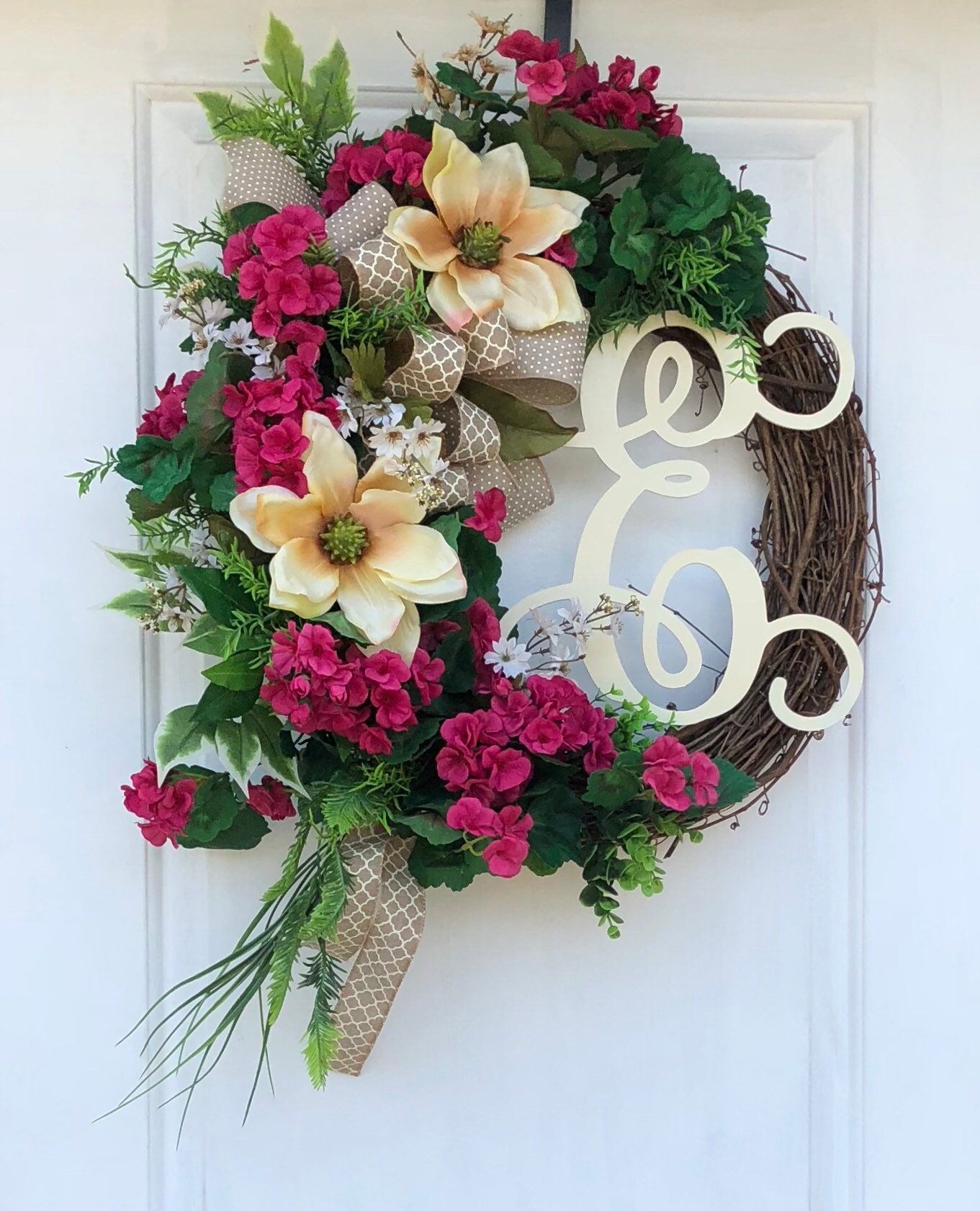 Monogram Wreath Everyday WreathGrapevine WreathWreath For Front Door
