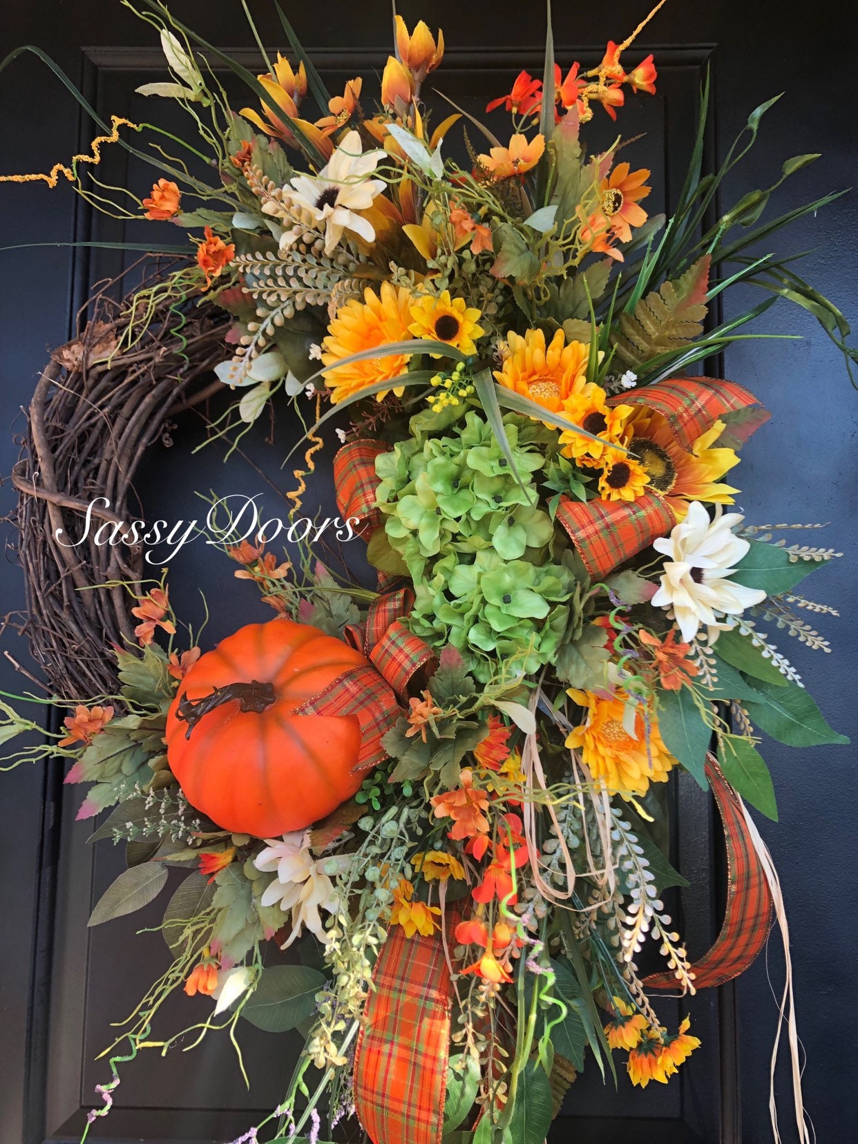 Fall Wreath, Fall Wreath, Hydrangea Wreath, Front Door Wreath ...