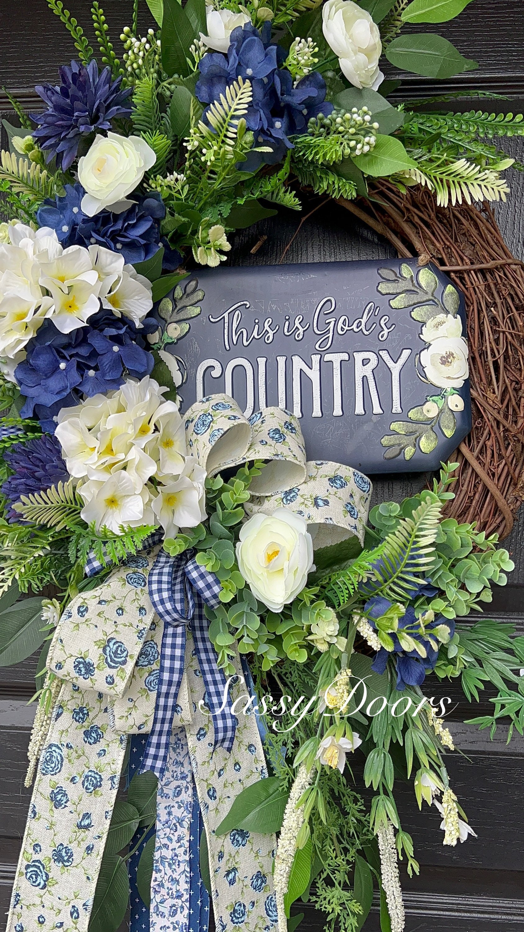 Spring And Summer Wreath, Hydrangea Spring Wreath, Blue Wreath, Mothers