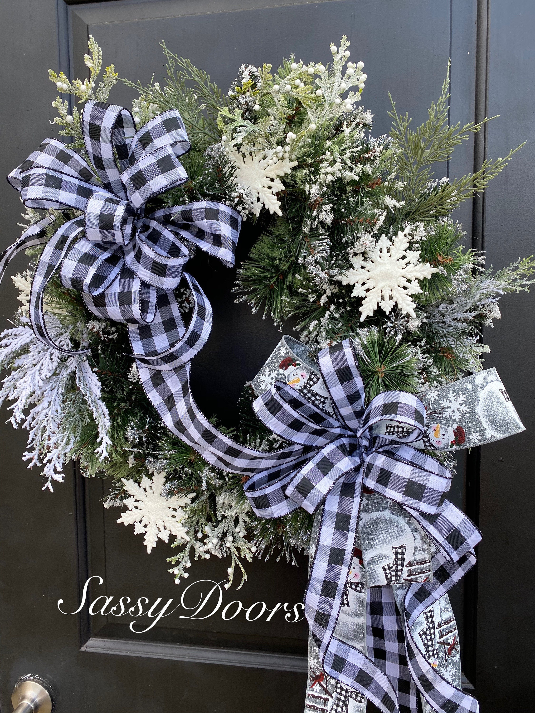 Winter Wreath, Winter Front Door Wreath, Buffalo Plaid Wreaths, Sassy