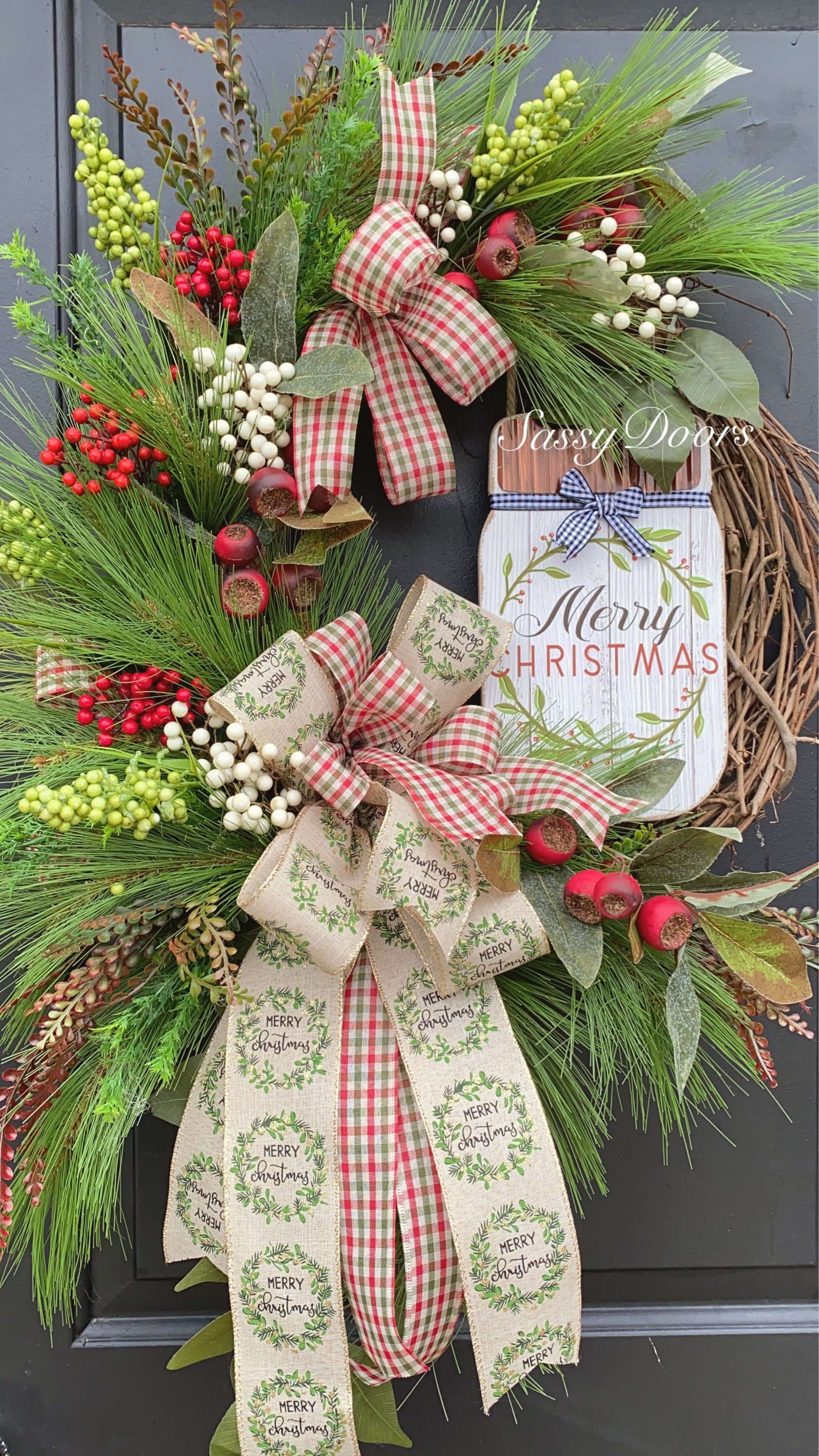 Woodland Christmas Wreath, Farmhouse Christmas Wreath,Christmas Wreath ...