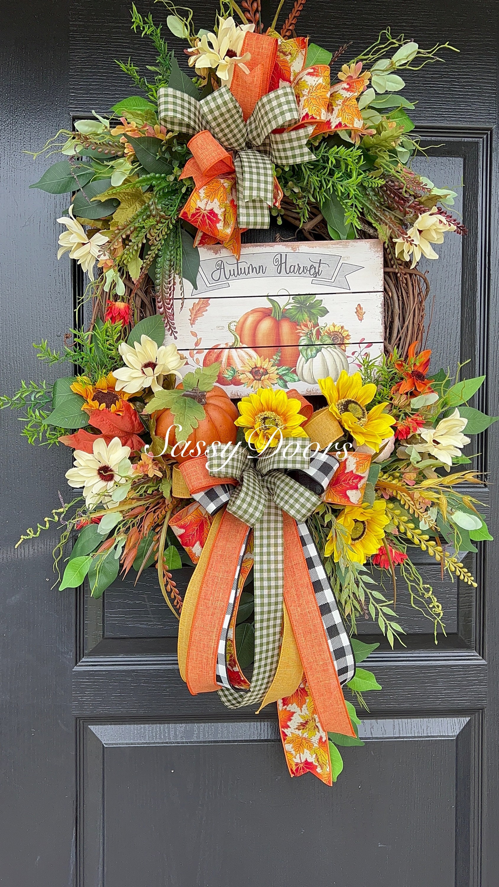 Fall Door Wreath, Sunflower Wreath, Fall Pumpkin Wreath, Fall Front ...