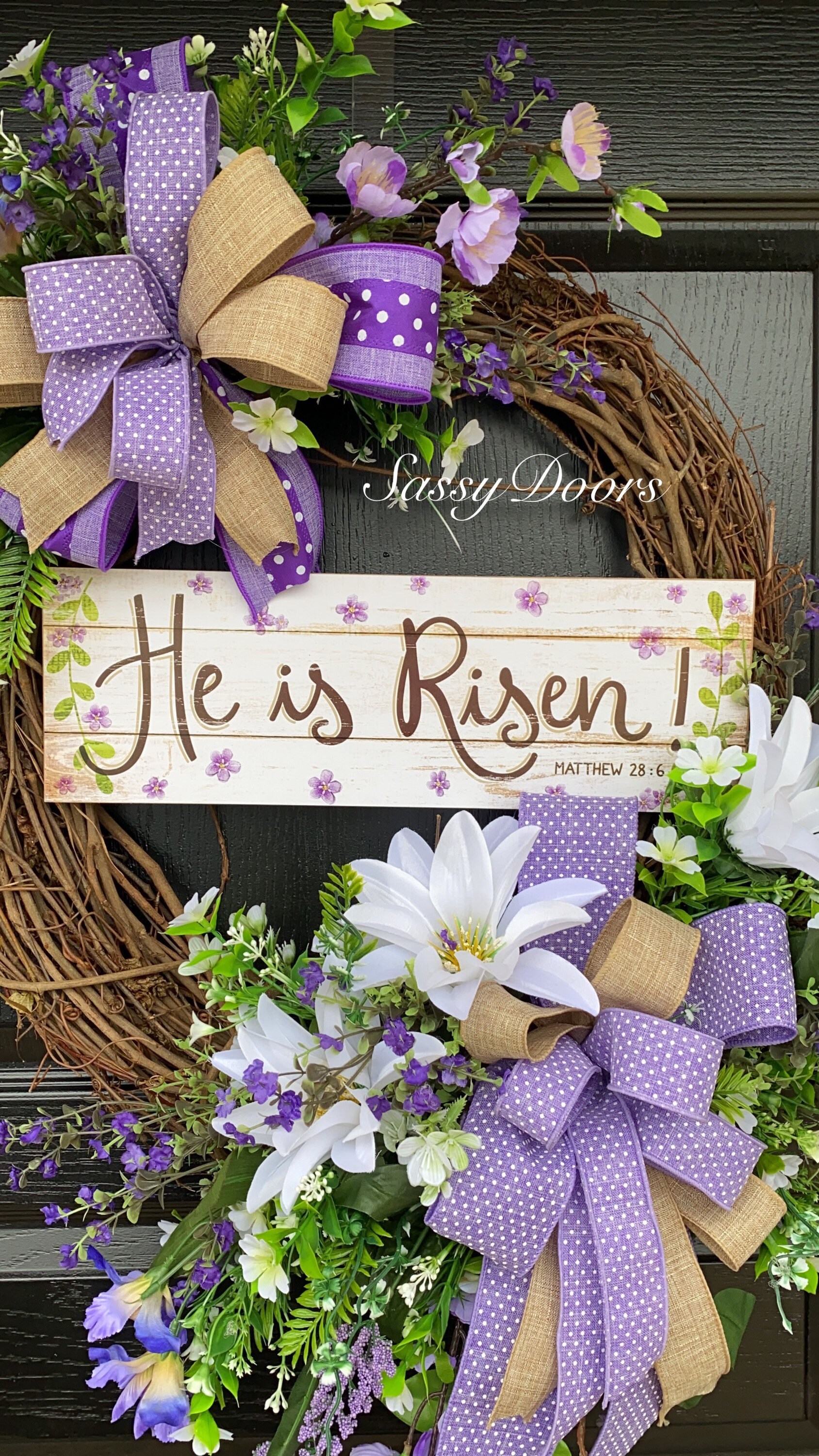 Easter Wreath, Spring Wreath, Religious Wreath, He Is Risen Wreath