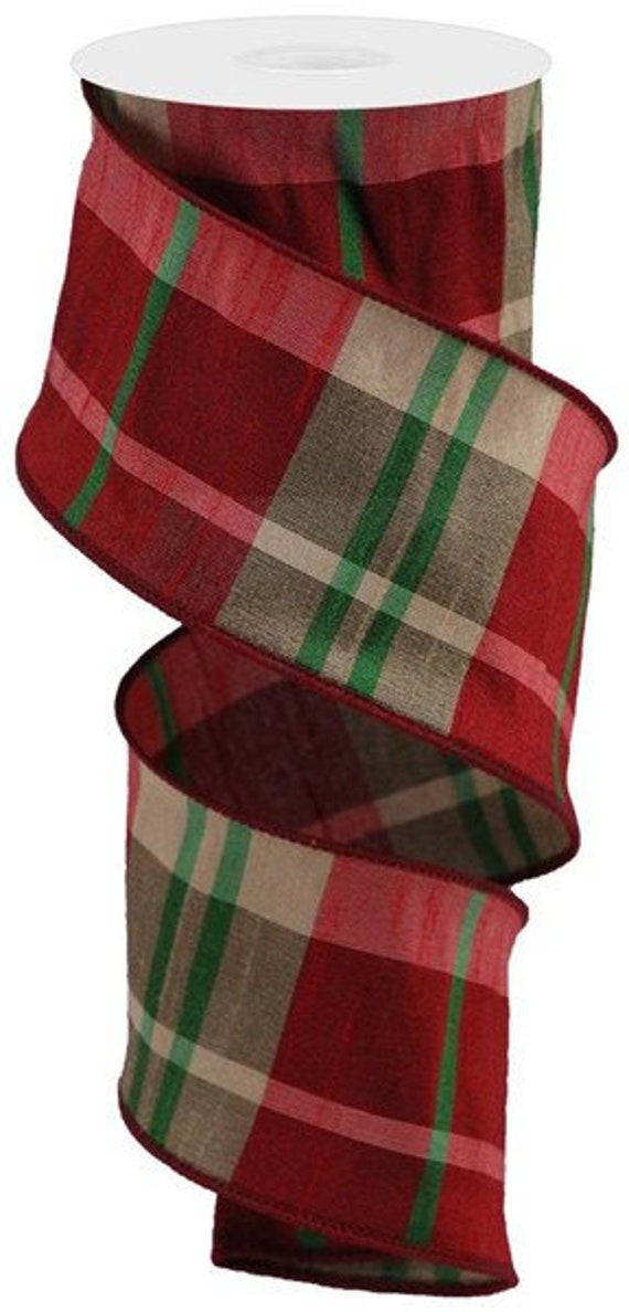 Plaid Faux Dupioni Ribbon, Christmas Ribbon 2.5"X10yd,
