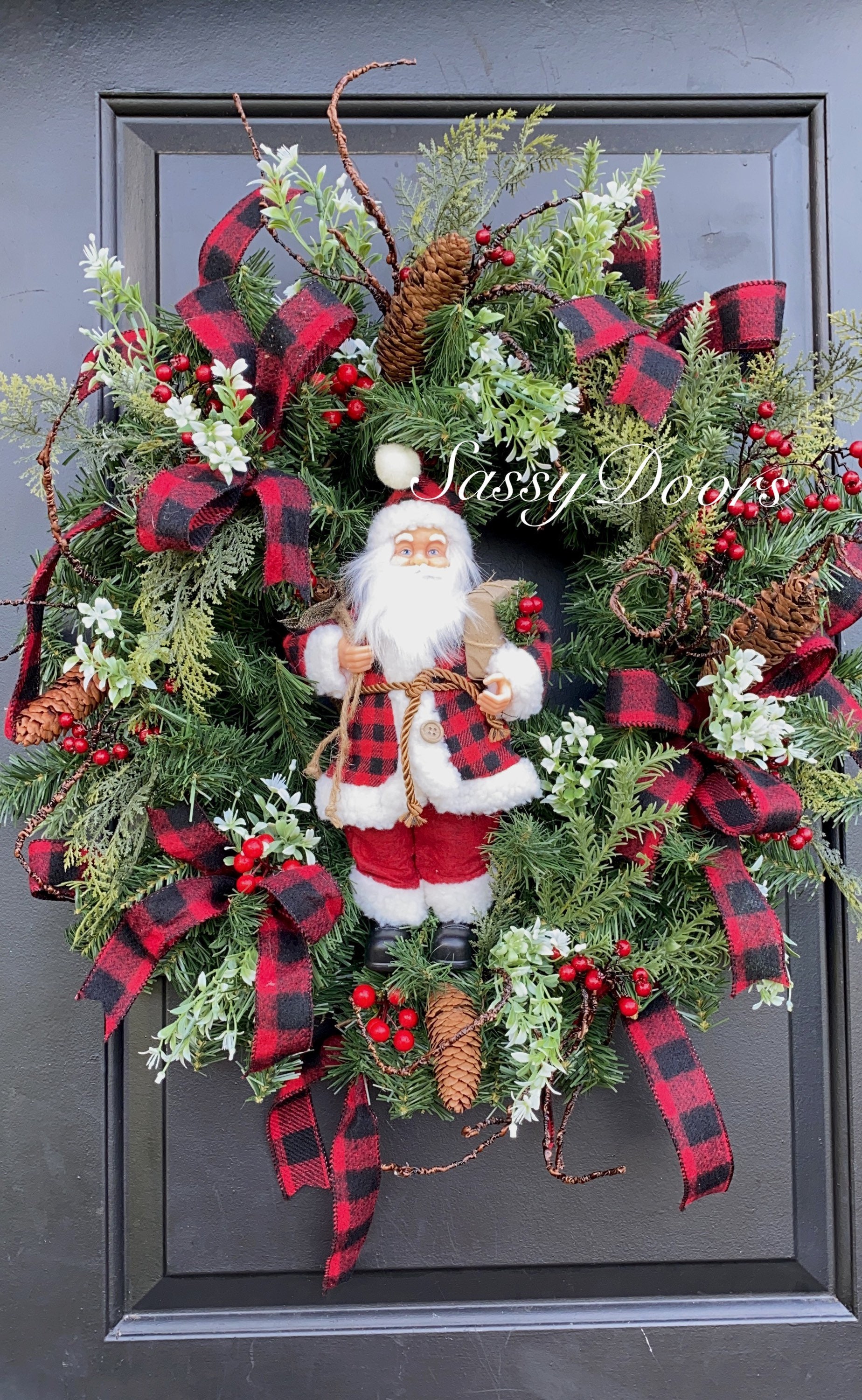 Santa Christmas Wreath, Santa Wreath, Buffalo Christmas Wreath ...