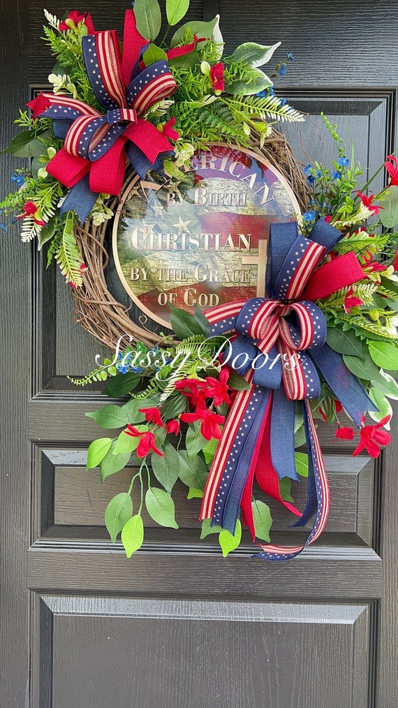 Patriotic Wreath,  Military Wreath , Memorial Day Wreath, July 4th Wreath, Americana Wreath, American Pride Wreath, Veterans Day Wreath,