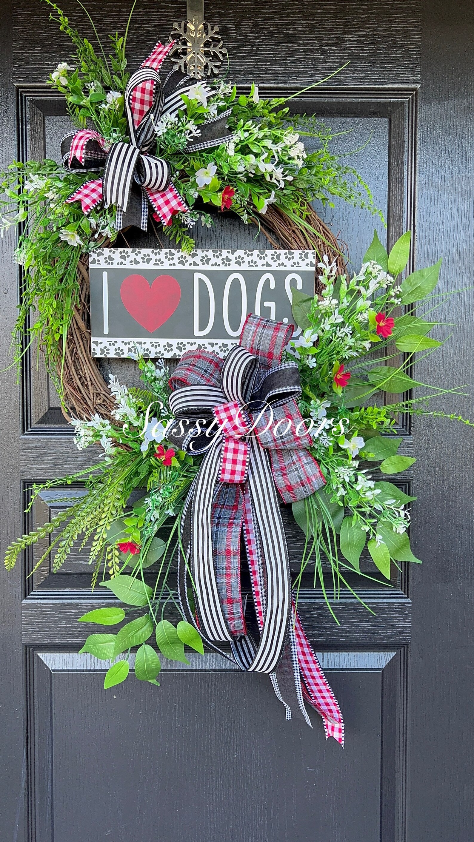 Dog Wreath Paw Print Wreath Animal Lovers Wreaths Front Etsy