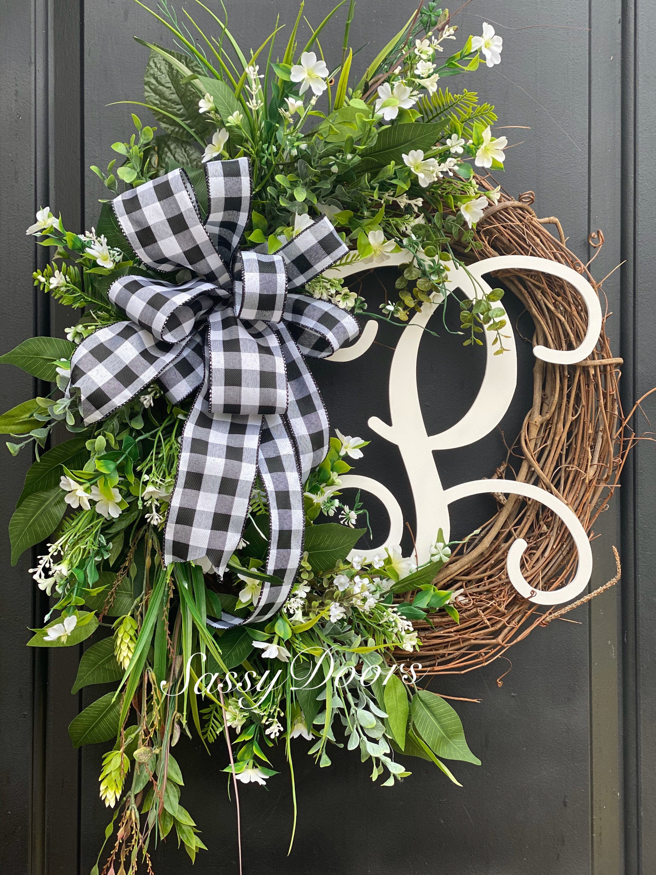 Monogram Wreath, Front Door Wreath, Monogram Wreath, Grapevine wreath, Monogram Wreath For Front