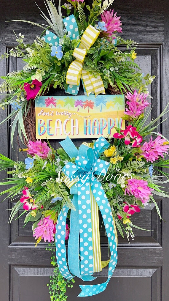 Summer Beach Wreath, Coastal Wreath, Summer Wreath For Front Door,  Beach Wreath, Summer Wreath, Sassy Doors Wreath,