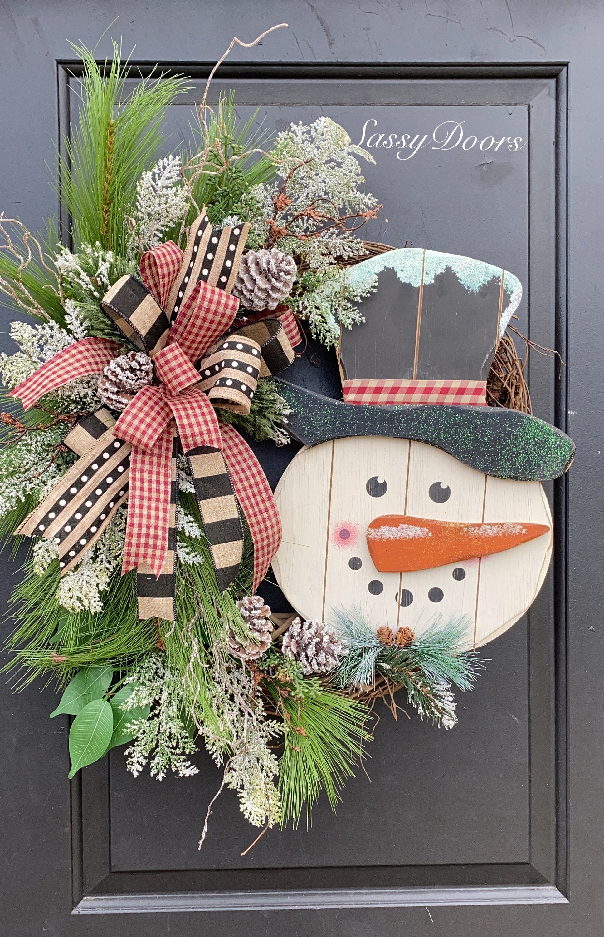 Farmhouse Snowman Wreath Winter Door Wreath Snowman Farmhouse Wreath