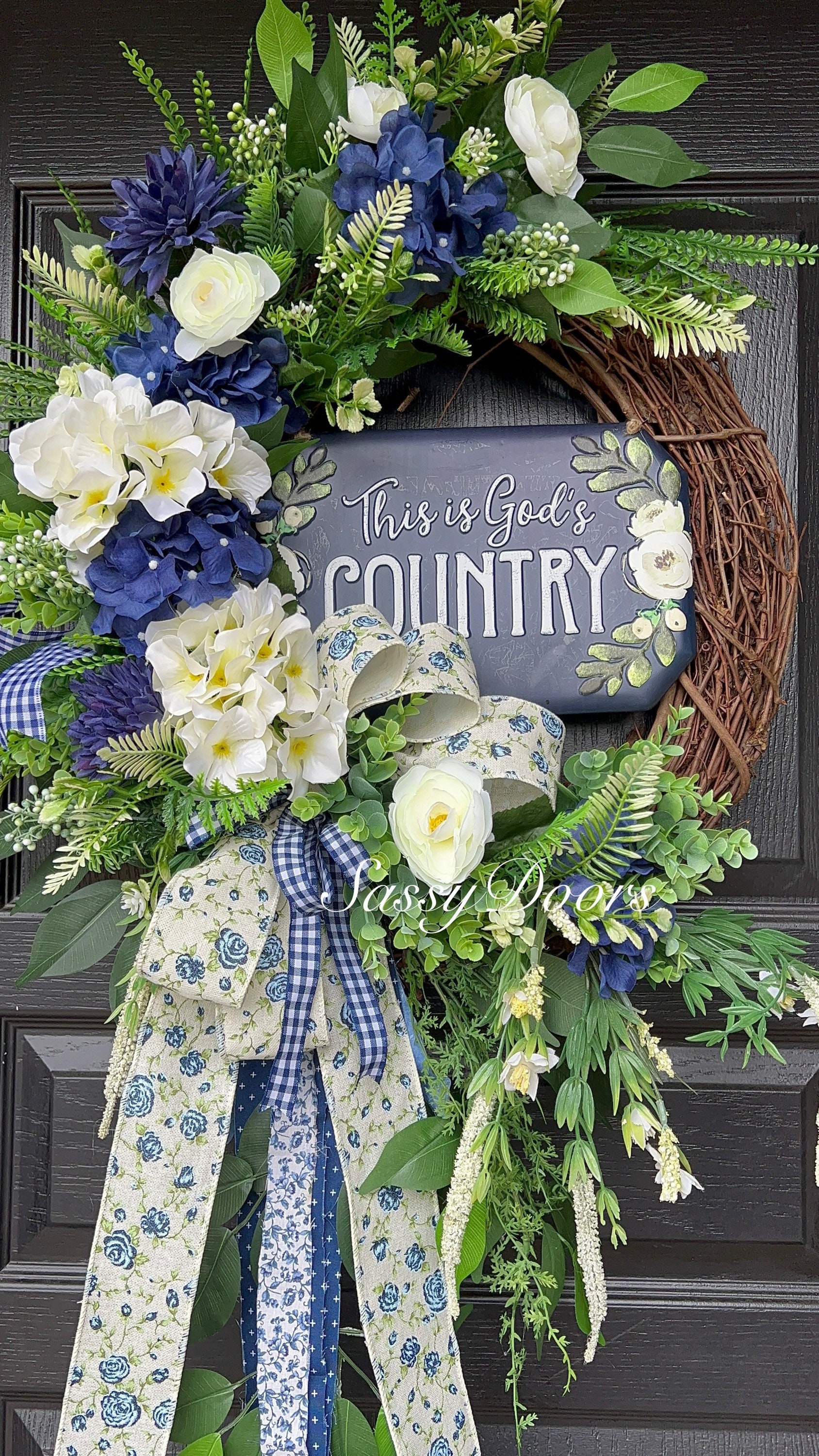 Spring And Summer Wreath, Hydrangea Spring Wreath, Blue Wreath, Mothers