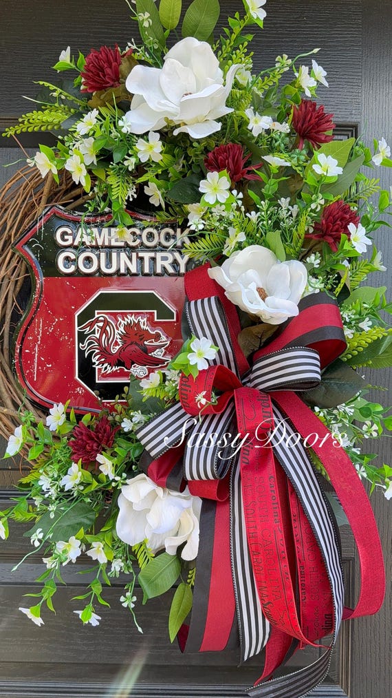South Carolina Wreath- South Carolina College Wreath- Sports Wreath- University Wreath-SassyDoors Wreath, Gamecocks Wreath