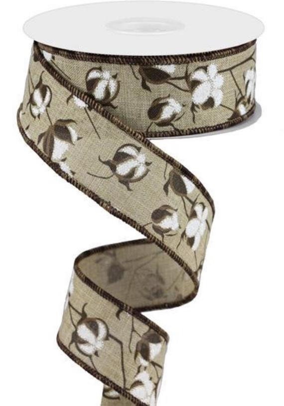10 Yards, Cotton Printed Wired Ribbon, 1 1/2 Inch Ribbon