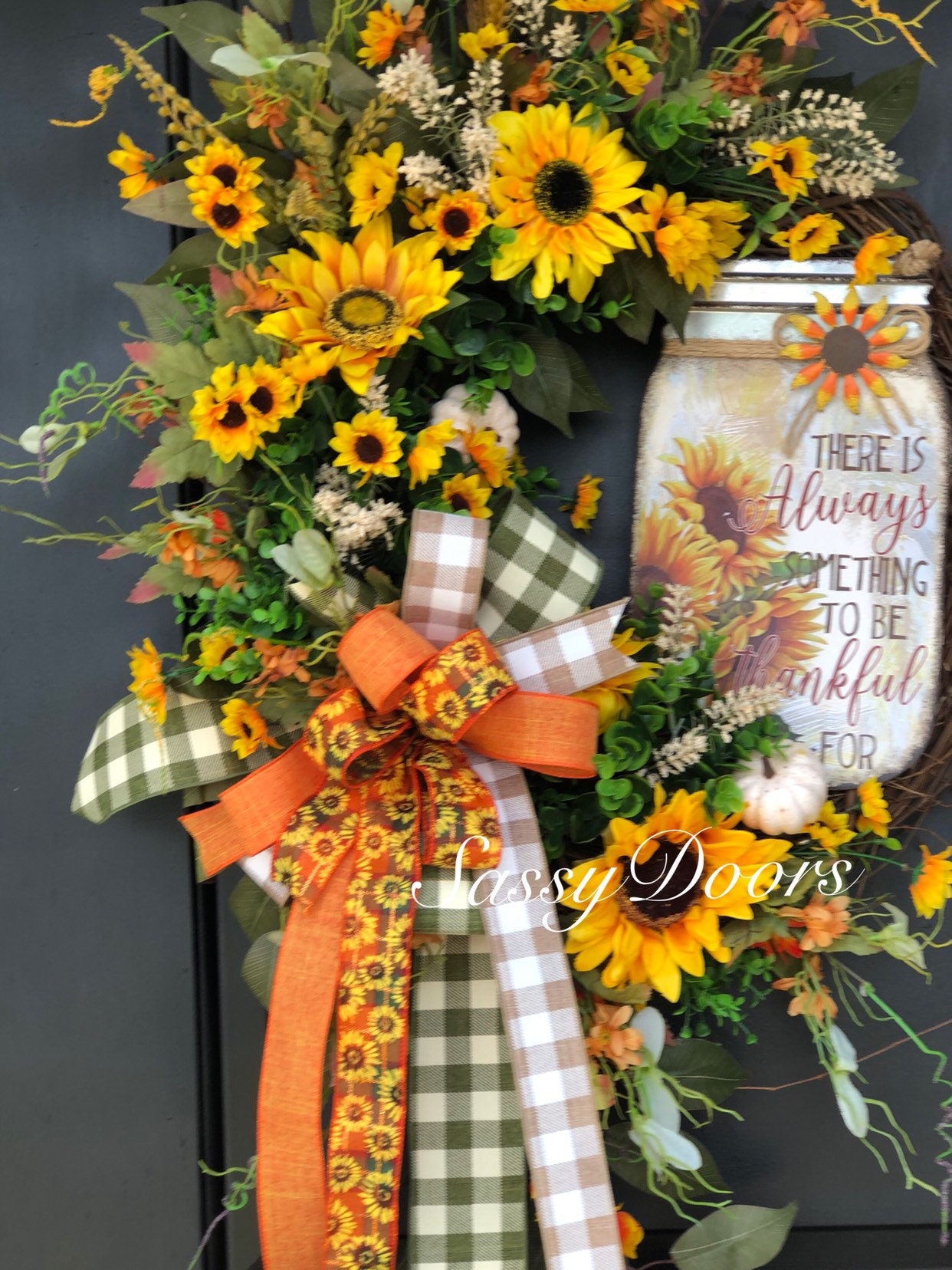 Fall Wreath Fall Front Door Wreath Sunflower Wreath Grapevine Wreath