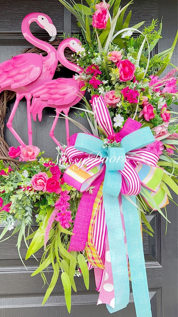 Summer Wreath, Beach Wreath, Nautical Wreath, Flamingo Wreath, Coastal Wreath, Front Door Wreath, Sassy Doors Wreath,