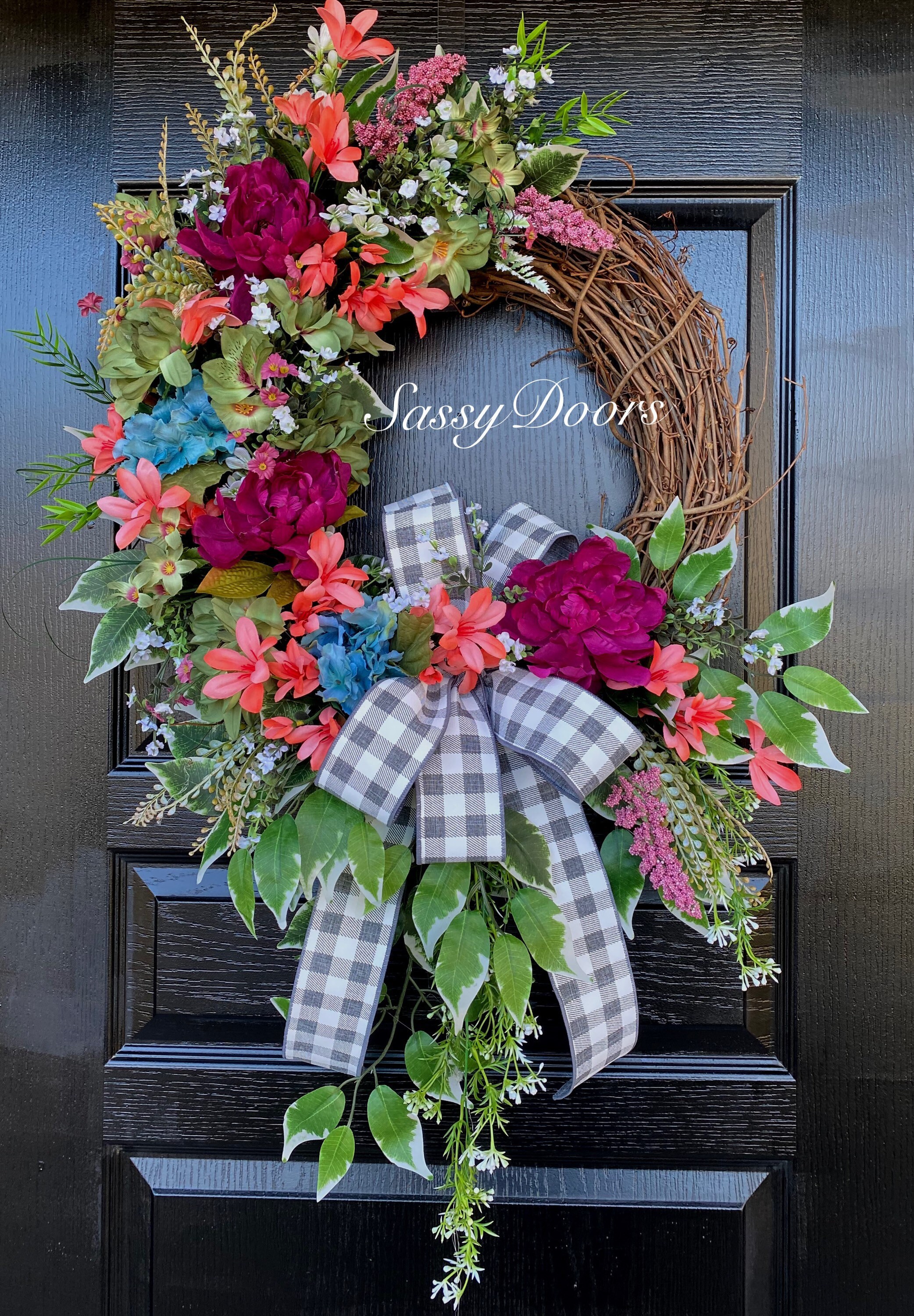 Spring And Summer Wreaths, Door Wreath, Peonies Wreath, Wreath For