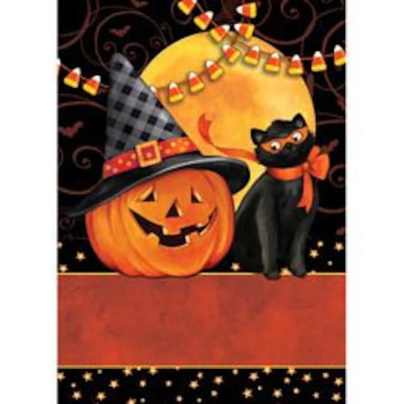 Scaredy Cat Halloween House Flag, Double Sided Flag, Happy Halloween Flag-  Pumpkin Flag, House Accent, Fall Flag,