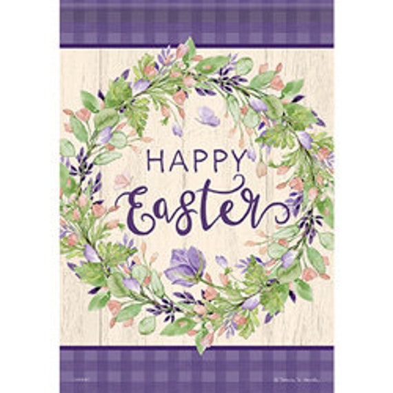 Happy Easter House Flag, Easter Flag, Easter Wreath Flag, Large House Flag, Large Easter Flag, Double Sided Flag