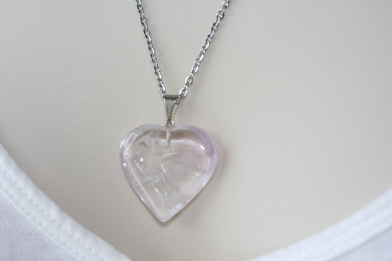 Clear Quartz Heart Pendant Necklace 481p: Handmade Jewelry | Etsy