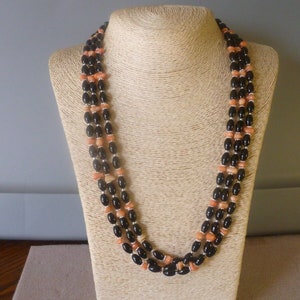 Black/Pink Gorgeous Natural Black Onyx And Pink Coral & Sterling Silver/Native American/Navajo/Handmade/Southwestern/Indian Jewelry/Boho