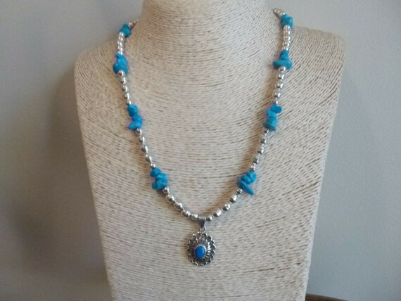 High Quality Oxidized German Silver And Turquoise Blue Agate Beaded Tear Drop Design Long Necklace Set Tribal Indian Boho Gypsy Jewelry