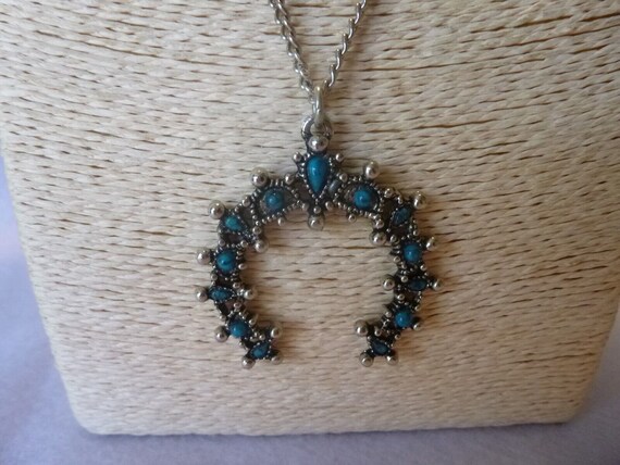 Gorgeous Turquoise and Silver Naja Pendant Silver… - image 1