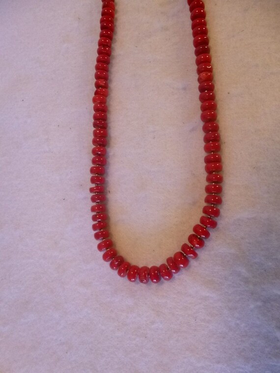 Genuine Red Coral And Gray Heishi Bead 925 Native… - image 6