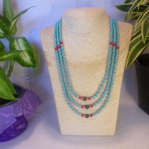 Multi Strand Turquoise & Coral/Sterling/Native American Navajo Southwestern Style Necklace/Handmade/Indian Jewelry/Boho Necklace/Western