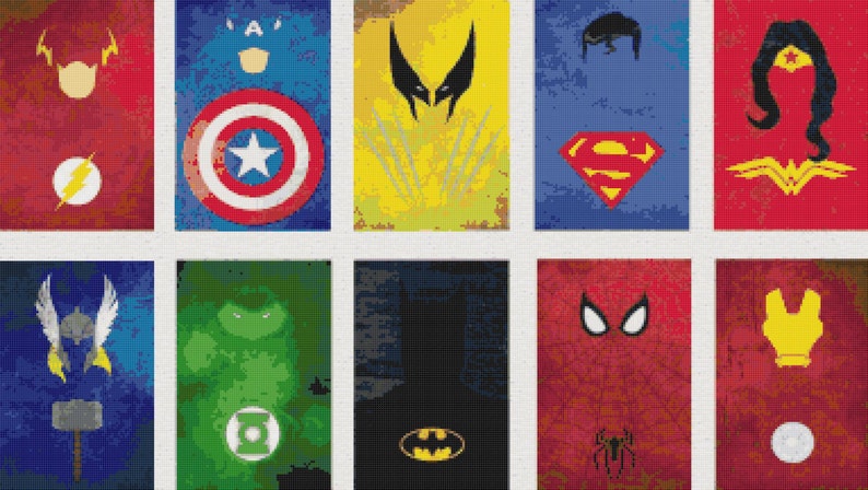 Superheros Cross stitch superheros pattern marvel pattern | Etsy